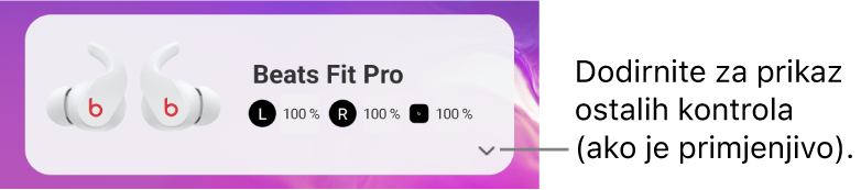 Widget aplikacije Beats