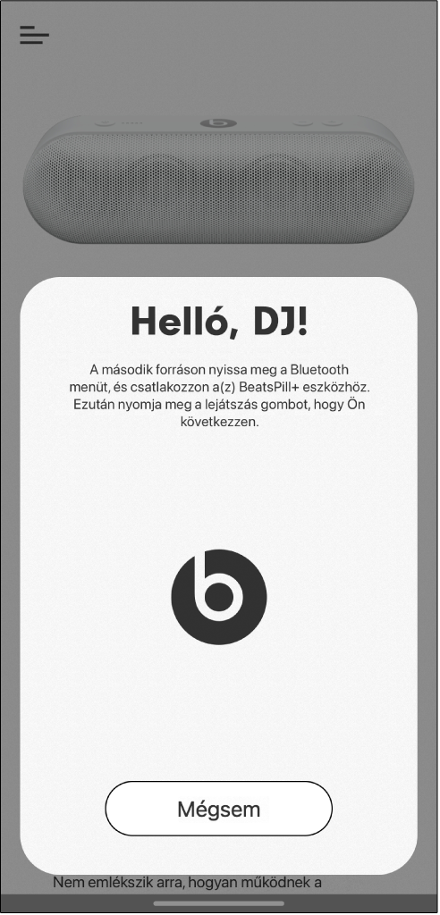 A Beats app DJ módja a második eszköz csatlakoztatására vár