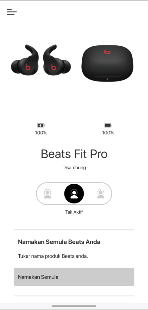 Skrin peranti Beats Fit Pro