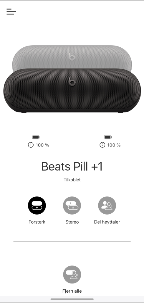 To tilkoblede Beats Pill-høyttalere
