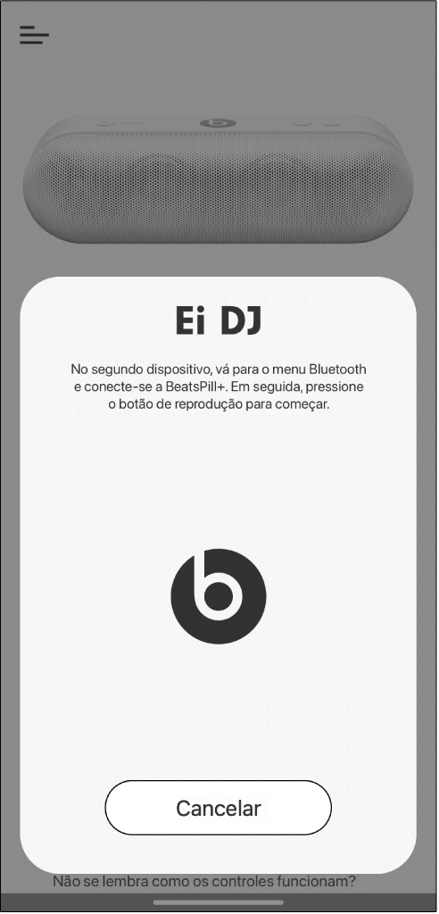 Modo DJ do app Beats aguardando a conexão do segundo dispositivo