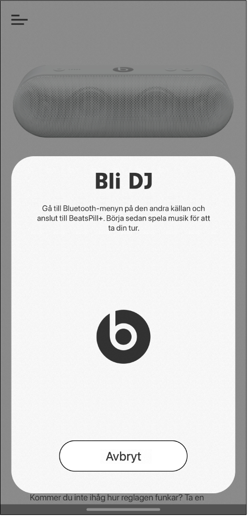Beats-appens DJ-läge väntar på att den andra enheten ska ansluta