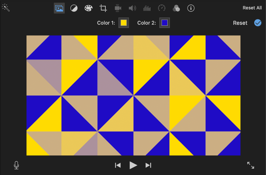 Pattern background in viewer, with two color wells appearing above viewer