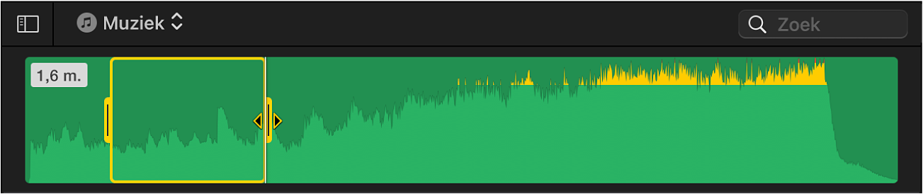 Geselecteerd bereik in een audiofragment