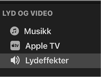 Lydeffekter er markert i sidepanelet.