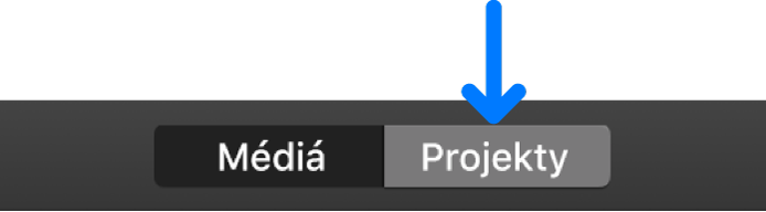 Tlačidlo Projekty v paneli s nástrojmi