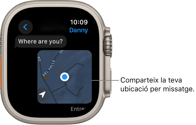 L’app Missatges mostra un mapa amb la ubicació marcada d’una persona.