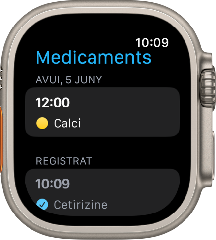 L’app Medicaments mostra els medicaments registrats.