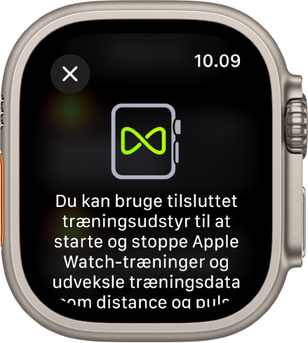 En pardannelsesskærm, der vises, når du parrer dit Apple Watch med træningsudstyr.