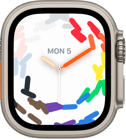 The Pride Celebration watch face using the full-screen style.
