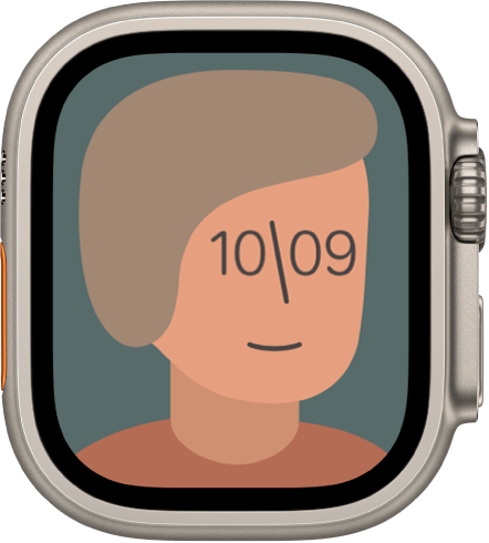The Artist watch face, which displays the time. Tap the watch face to change the design.