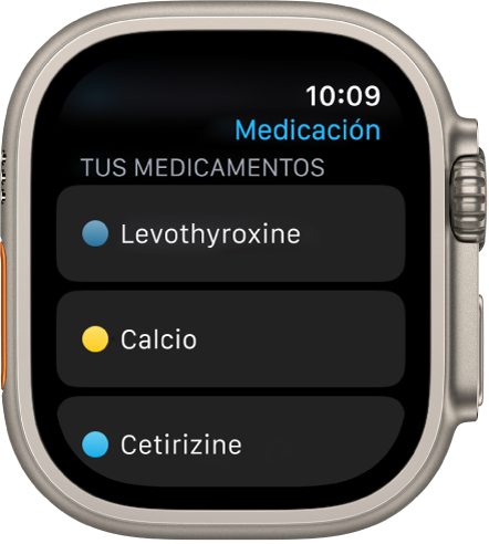 La app Medicación con una lista de toda la medicación.