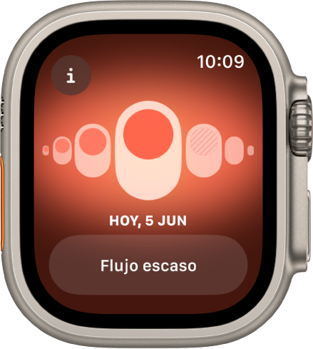 Un Apple Watch con la pantalla de Control del Ciclo.
