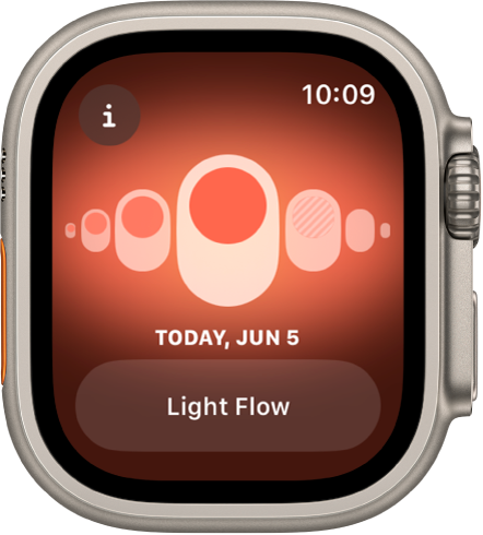 Apple Watchi ekraanil on rakenduse Cycle Tracking kuva.