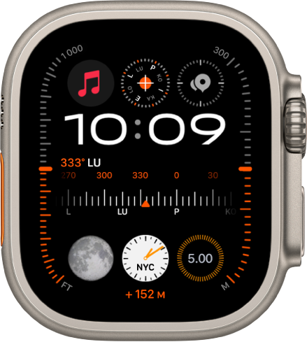 Moduulit (Ultra) ‑kellotaulu Apple Watch Ultrassa