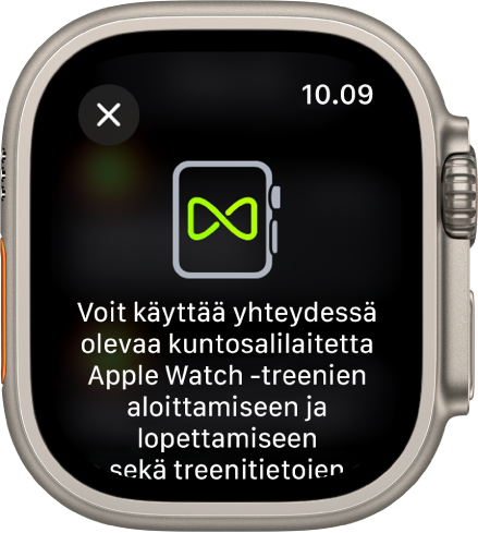 Parinmuodostusnäyttö, joka tulee näkyviin, kun muodostat parin Apple Watchista ja kuntosalilaitteesta.