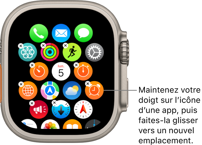 L’écran de l’Apple Watch en présentation en grille.