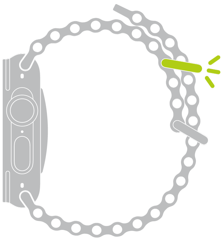 Vue latéral du bracelet Océan avec la boucle à faible distance du fermoir.
