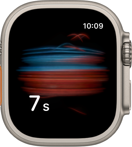 Una schermata dell’app Livelli O₂ mentre viene presa una misurazione con un conto alla rovescia di 7 secondi.