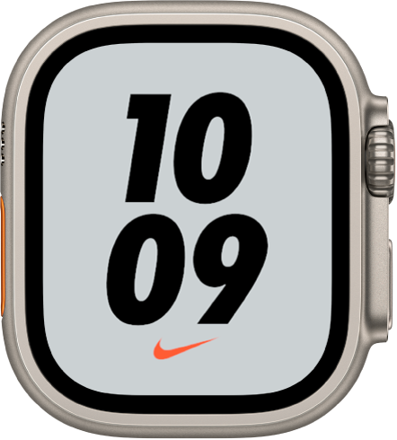 중앙에 디지털 시간이 큰 숫자로 표시된 Nike 바운스 시계 페이스.
