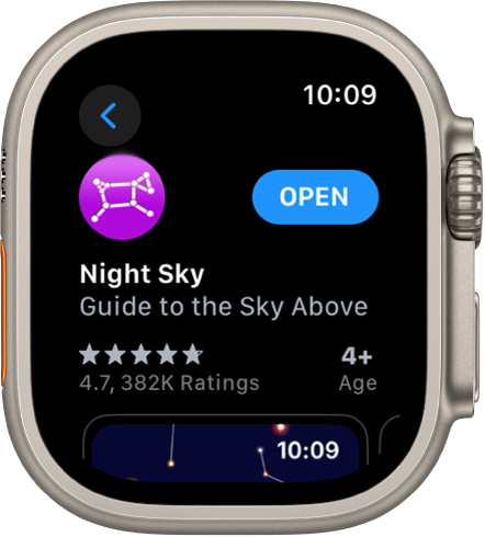 Apple Watch pulksteņa lietotnē App Store redzama lietotne.