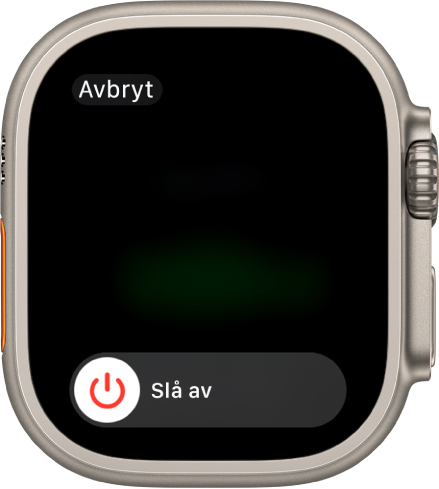 Apple Watch-skjermen som viser Slå av-skyveknappen. Dra skyveknappen for å slå av Apple Watch.