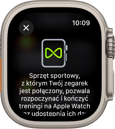 Ekran łączenia Apple Watch w parę ze sprzętem sportowym.