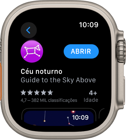 Uma aplicação a mostrar a App Store no Apple Watch.