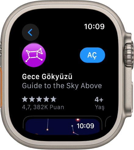 Apple Watch’taki App Store’da görünen bir uygulama.
