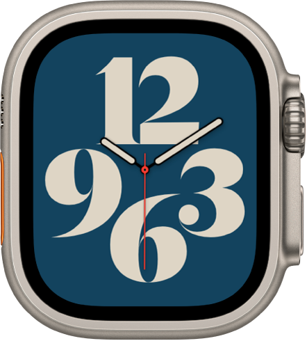 「字體排印」錶面顯使用阿拉伯數字顯示時間。