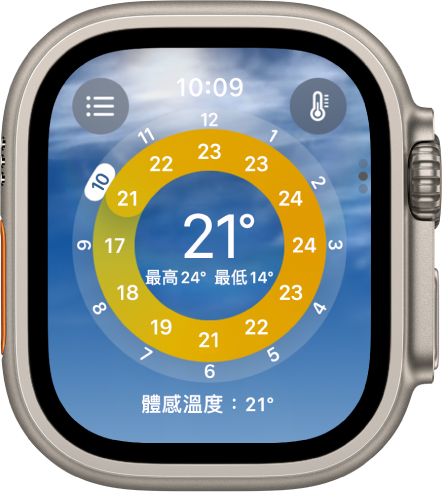 「天氣」App 中的「天氣狀況」畫面。