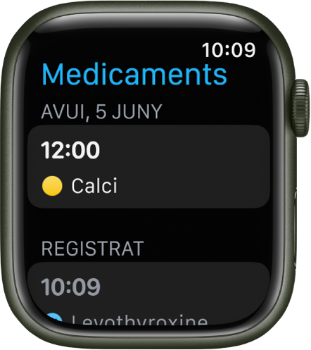 L’app Medicaments mostra els medicaments programats i registrats.