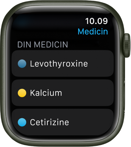 Appen Medicin, der viser en liste over alle medikamenter.