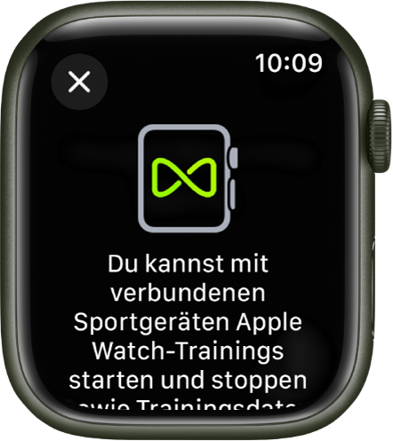 Die Anzeige zum Koppeln deiner Apple Watch mit einem Sportgerät.