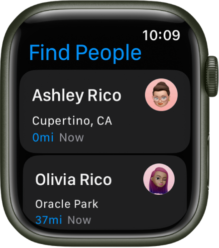 The Find People app showing two friends and their approximate location.