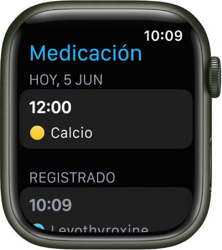 La app Medicación, con una lista de todos los medicamentos pautados y registrados.