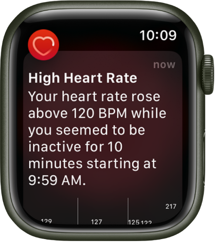 Teavitus Heart Rate, mis annab teada kõrgest südamepulsist.