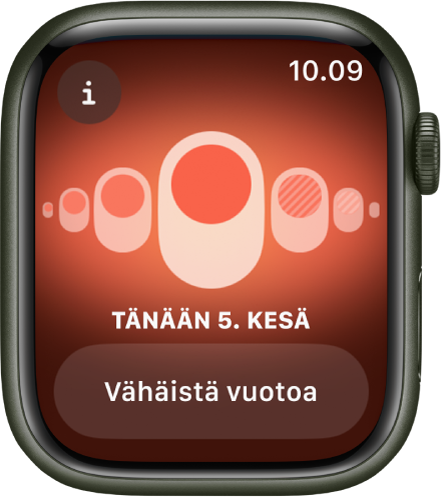 Apple Watch, jossa näkyy Kierron seuranta -näyttö.
