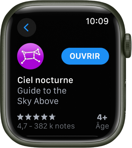 Une app affichée dans l’app App Store sur l’Apple Watch.