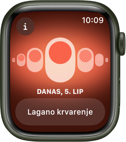 Apple Watch prikazuje zaslon Praćenja ciklusa.