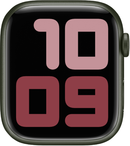 Wajah jam Angka Ganda menampilkan 10:09 dengan angka yang besar.