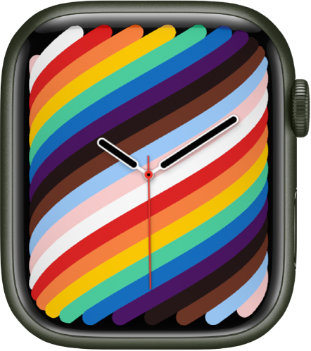 Wajah jam Rajutan Pride menggunakan gaya layar penuh.