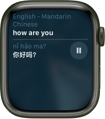 „Siri“ ekrane rodomas teksto „How do you say how are you in Chinese“ vertimas į mandarinų kinų kalbą.