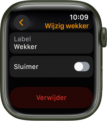 Het scherm 'Wijzig wekker', met onderin de knop 'Verwijder'.