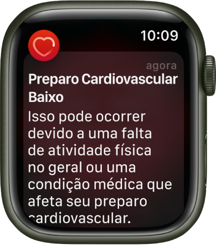 Um alerta de Batimentos, indicando um preparo cardiovascular baixo.