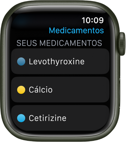 O app Medicamentos mostrando uma lista de todos os medicamentos.