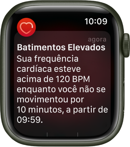 Um alerta de Batimentos, indicando uma frequência cardíaca elevada.