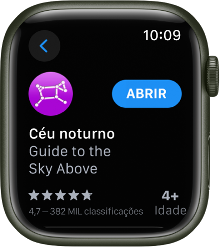Uma aplicação a mostrar a App Store no Apple Watch.