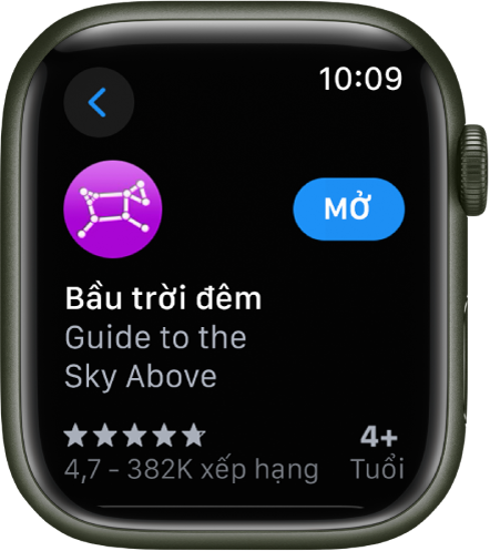Một ứng dụng đang hiển thị trong ứng dụng App Store trên Apple Watch.