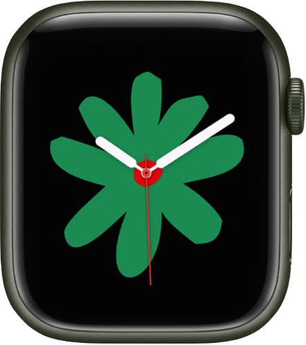 「團結花開」錶面在螢幕中央顯示目前的時間。